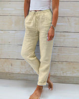 Aria Pants Made of Cotton and Linen with Elastic Waist
