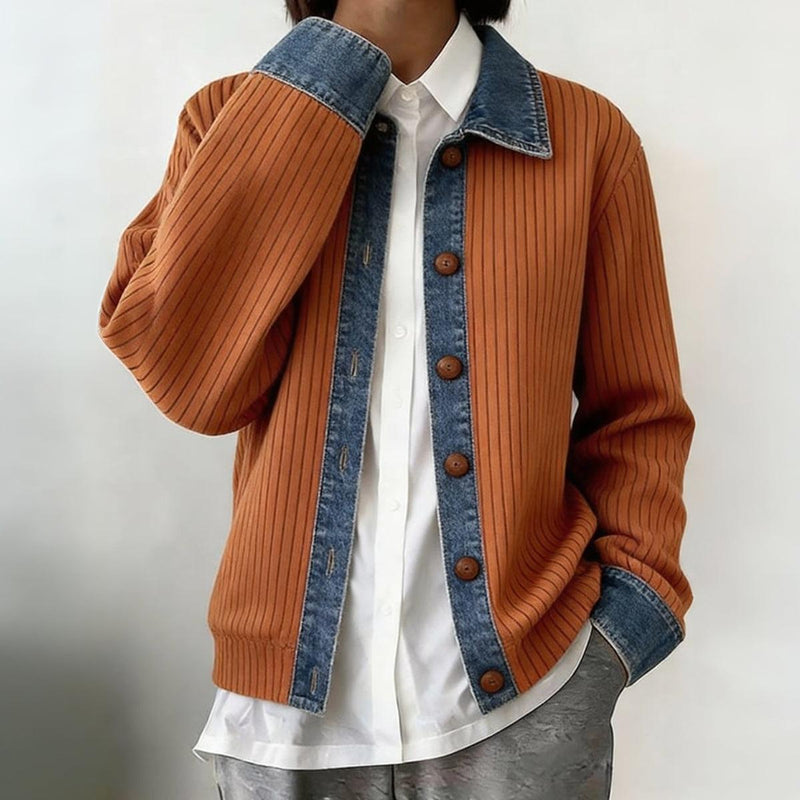 Retro Corduroy & Denim Contrast Jacket