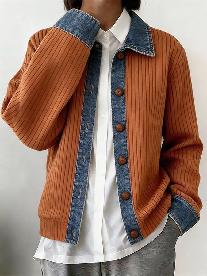 Retro Corduroy & Denim Contrast Jacket